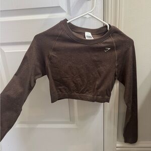 Gymshark Brown Adapt Fleek seamless long sleeve crop top